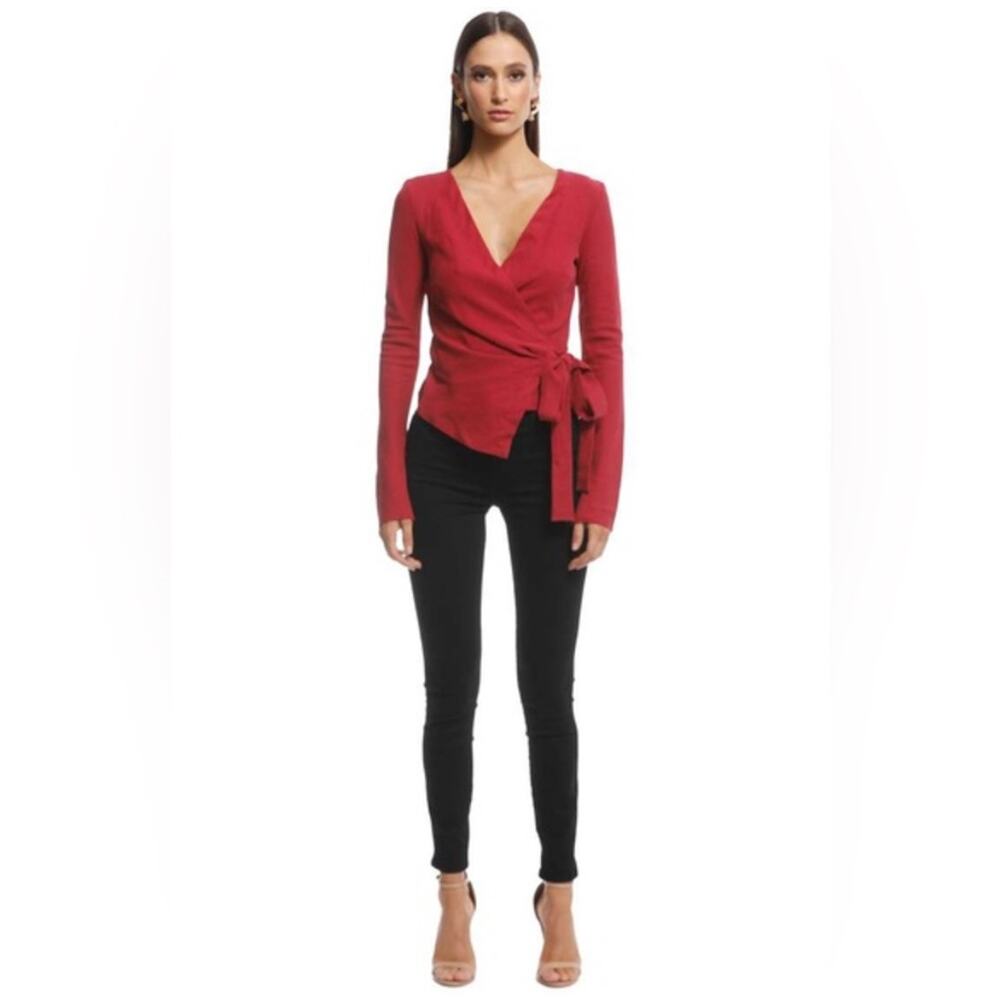 NWOT Bec &‎ Bridge Schiffer Wrap Top In Vibrant Red - size 6